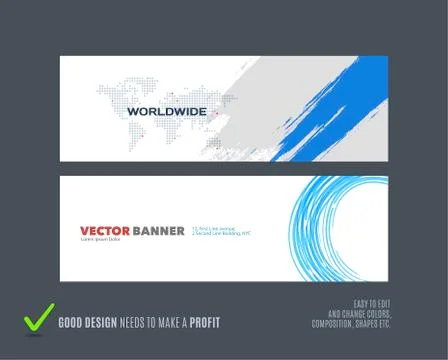 Abstract vector set of modern horizontal website banners Stock Illustration