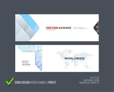 Abstract vector set of modern horizontal website banners Stock Illustration