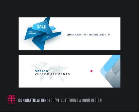 Abstract vector set of modern horizontal website banners with colourful triangle Illustrazione stock
