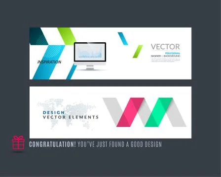 Abstract vector set of modern horizontal website banners with colourful arrows Stock Illustration