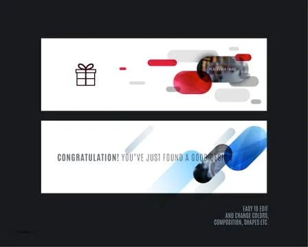 Abstract vector set of modern horizontal website banners with colourful rounded Stock Illustration