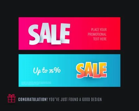 Abstract vector set of modern horizontal website sale banners with colourful Stock Illustration
