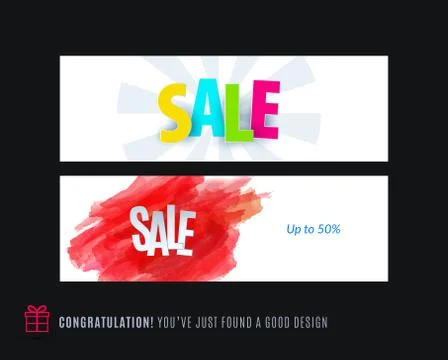 Abstract vector set of modern horizontal website sale banners with colourful Stock Illustration