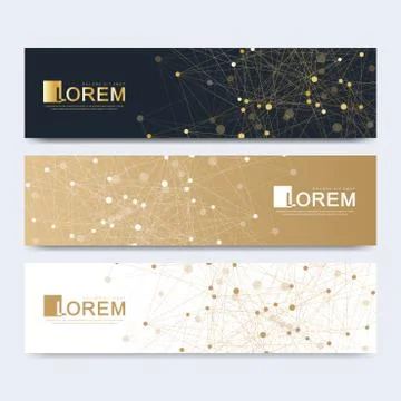 Abstract vector set of modern website banners. Scientific cybernetics background 스톡 일러스트