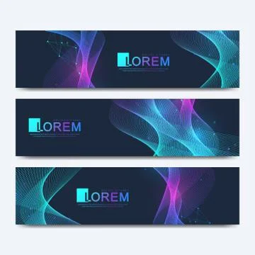 Abstract vector set of modern website banners. Scientific cybernetics background 库存插图