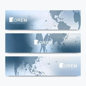Abstract vector set of modern website banners. Scientific cybernetics background Stock Illustration