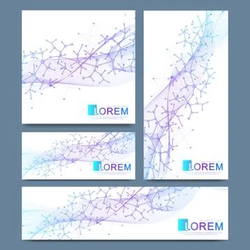 Abstract vector set of modern website banners. Scientific cybernetics backgro Stock Illustration