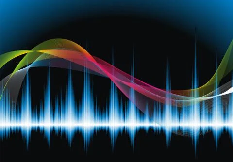 Abstract vector shiny background design with sound waves. Stock Illustration