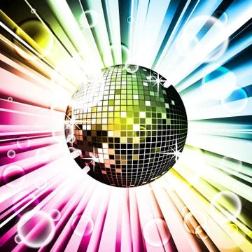 Abstract vector shiny background with disco ball. Stock Illustration