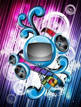 Abstract vector shiny background with speaker Stock Illustration