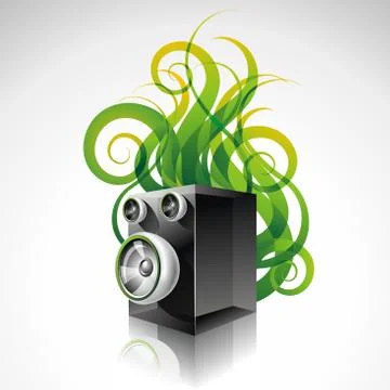 Abstract vector shiny background with speaker and design elements. Stock Illustration