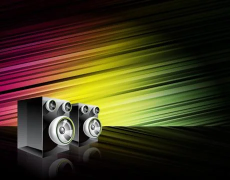 Abstract vector shiny background with speakers. Illustrazione stock