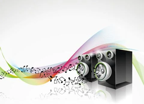 Abstract vector shiny background with speakers and design elements. Stock Illustration