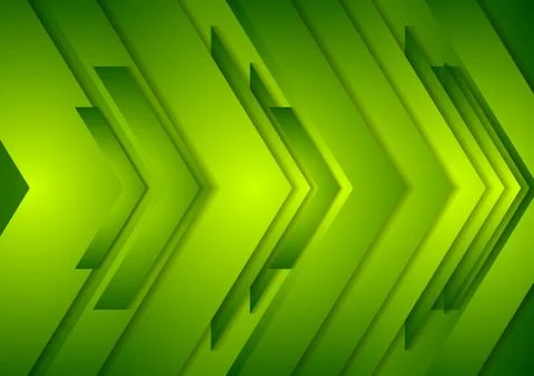 Abstract vector shiny tech background. Green arrows Illustrazione stock