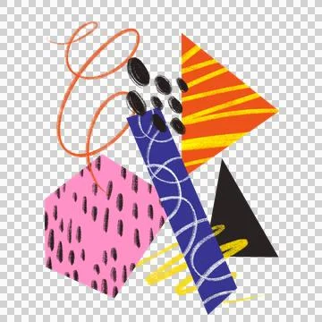 Abstract vector showing geometric shapes with scribbles and strokes on Stock Illustration
