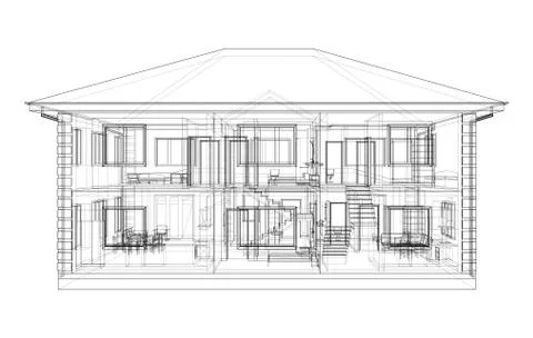 Abstract vector sketch of a house 스톡 일러스트