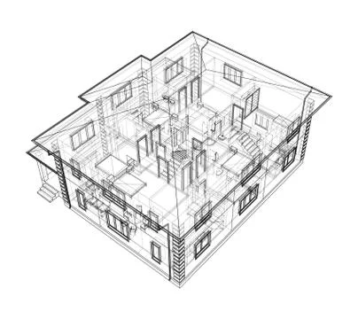Abstract vector sketch of a house Stock Illustration
