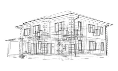 Abstract vector sketch of a house 스톡 일러스트
