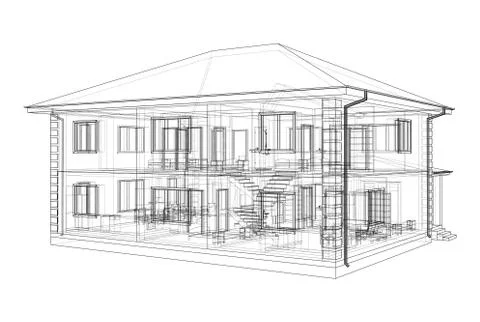 Abstract vector sketch of a house Stock Illustration