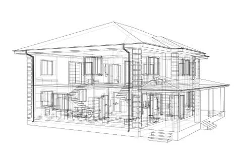 Abstract vector sketch of a house 스톡 일러스트