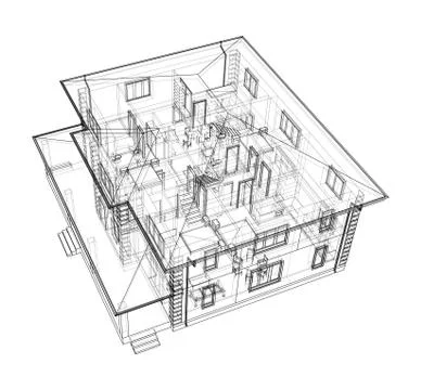 Abstract vector sketch of a house 스톡 일러스트