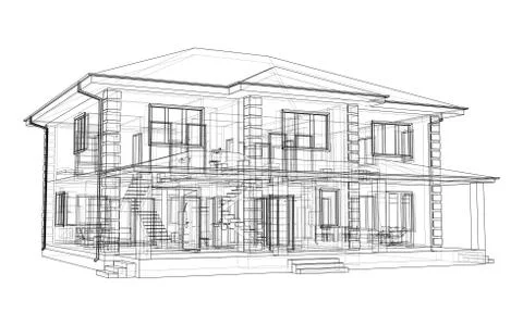 Abstract vector sketch of a house 스톡 일러스트