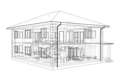 Abstract vector sketch of a house Stock Illustration