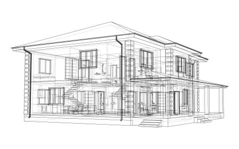 Abstract vector sketch of a house Stock Illustration