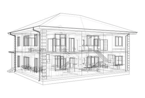 Abstract vector sketch of a house 스톡 일러스트