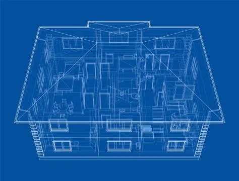 Abstract vector sketch of a house Ilustração Stock