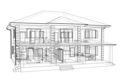 Abstract vector sketch of a house Stock Illustration