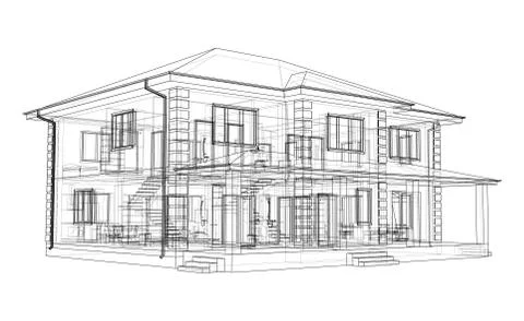 Abstract vector sketch of a house Stock Illustration