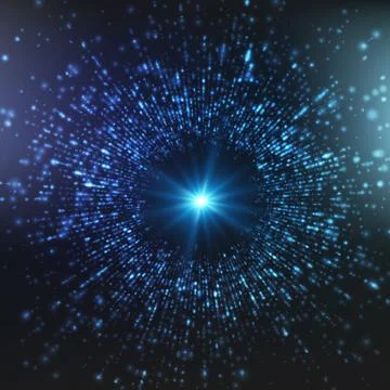 Abstract vector space background. Explosion of glowing particles. Futuristic  Illustrazione stock
