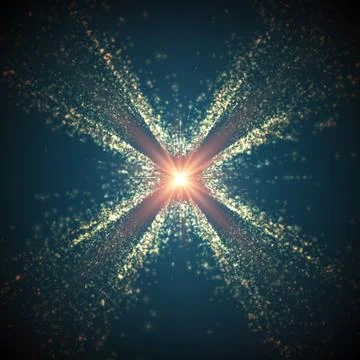 Abstract vector space background. Explosion of glowing particles. Futuristic  Illustrazione stock