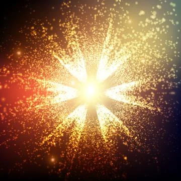 Abstract vector space background. Explosion of glowing particles. Futuristic  Stock Illustration