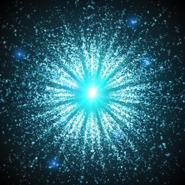 Abstract vector space background. Explosion of glowing particles. Futuristic  Stock Illustration