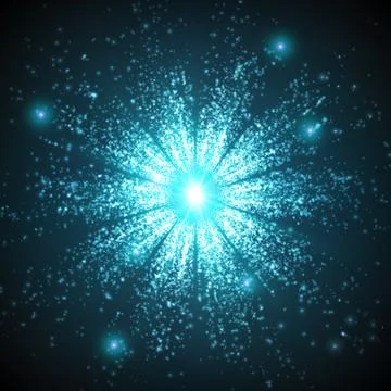 Abstract vector space background. Explosion of glowing particles. Futuristic  Stock Illustration