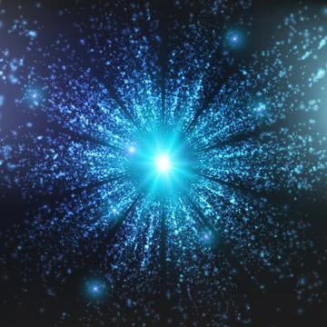 Abstract vector space background. Explosion of glowing particles. Futuristic  Stockillustratie
