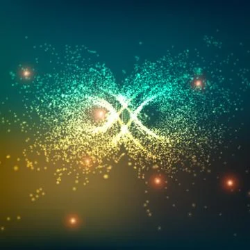 Abstract vector space background. Explosion of glowing particles. Infinity si Stock Illustration