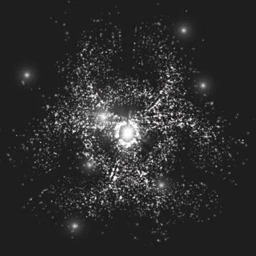 Abstract vector space background. Explosion of glowing particles. Biohazard s Stockillustratie