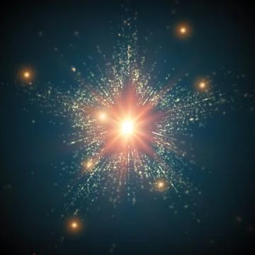 Abstract vector space background. Explosion of glowing particles. Futuristic  Stock Illustration