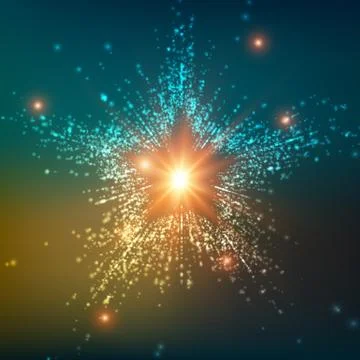 Abstract vector space background. Explosion of glowing particles. Futuristic  스톡 일러스트