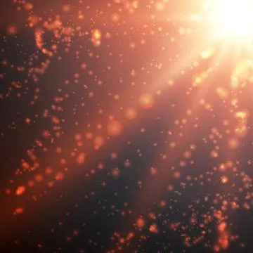 Abstract vector space background. Explosion of glowing particles and light ra Stock Illustration