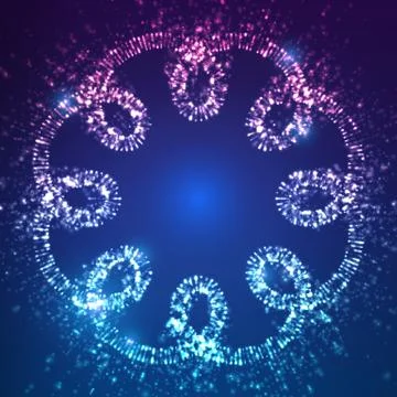 Abstract vector space background. Explosion of glowing particles and light ra 스톡 일러스트