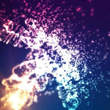 Abstract vector space background. Explosion of glowing particles and light ra Stock Illustration