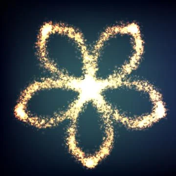 Abstract vector space background. Flower of glowing particles and light rays. Stock Illustration