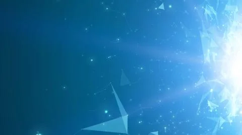 Abstract vector space blue background. Chaotically connected points and polyg Illustrazione stock
