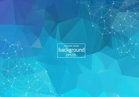 Abstract vector space blue background. Chaotically connected points and polyg 스톡 일러스트