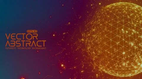 Abstract vector space colorful background. Chaotically connected points and p Illustrazione stock