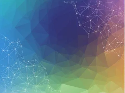 Abstract vector space colorful background. Chaotically connected points and p Illustrazione stock